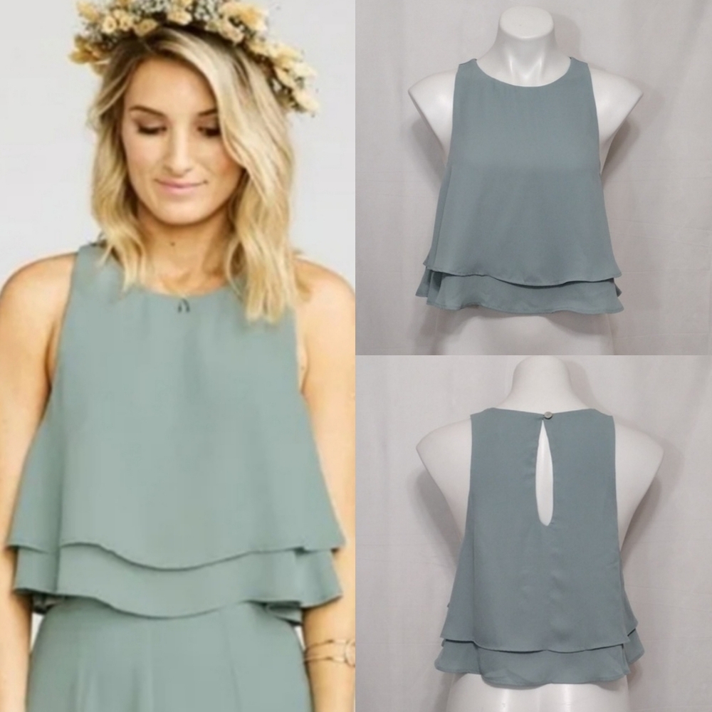 NWT Show Me Your Mumu Cropped Double-Layer Chiffon Tank Top M Flowy Boho Chic